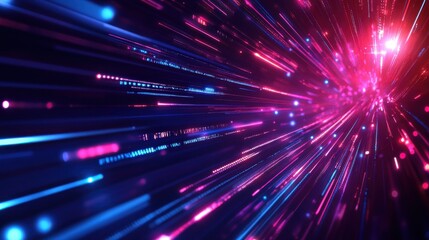 Fototapeta premium Future technology line background and light effect, cyberpunk style background material with a sense of technology illustration