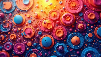 Interlocking circles creating a flowing, organic pattern, red, pattern