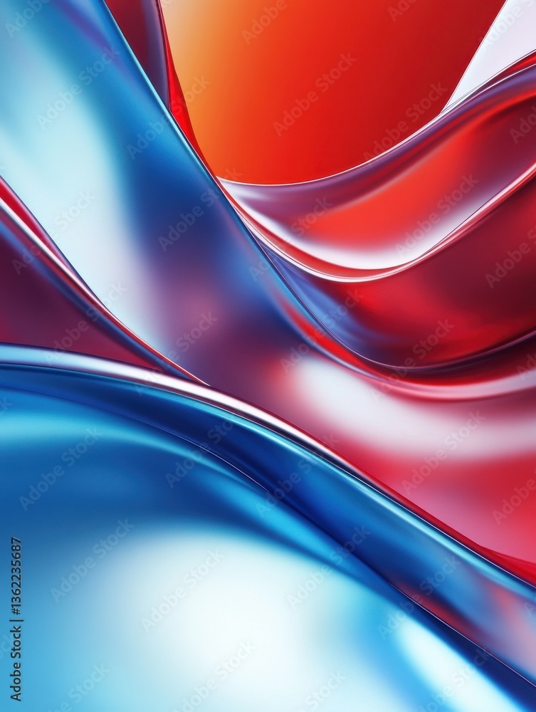 Poster abstract background with blue and red waves leading lines