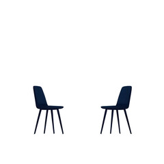 Fototapeta premium Two modern chairs facing each other, minimalist design, suitable for stylish interiors and contemporary spaces.