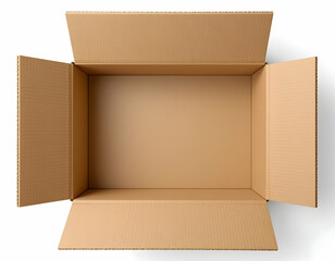 Open Cardboard Box Empty Top View Perfect for Packaging Concepts