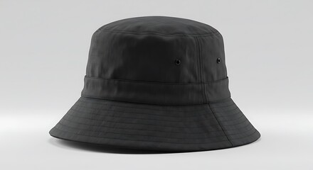 Fototapeta premium Stylish Black Bucket Hat: A Classic Headwear Accessory