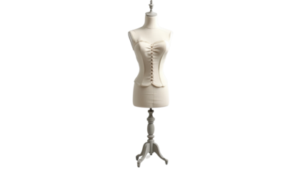 Elegance on Display: A vintage dress form stands gracefully, showcasing the artistry of tailoring and design. The dress form, with its classic silhouette, is the centerpiece of creativity.