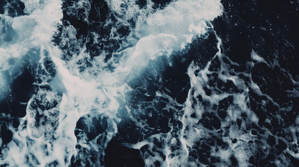 Dramatic Ocean Waves With White Sea Foam In Motion