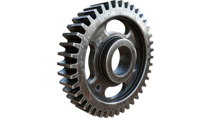 Industrial Precision: Close-up shot of a metallic gear, a symbol of mechanical engineering and industry
