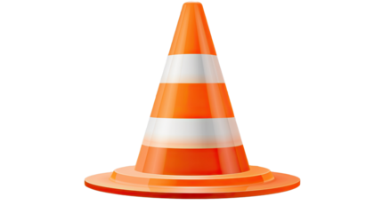 Navigating with Precision: A vibrant orange and white traffic cone stands as a sentinel, signaling caution and direction in a crisp, clean setting.
