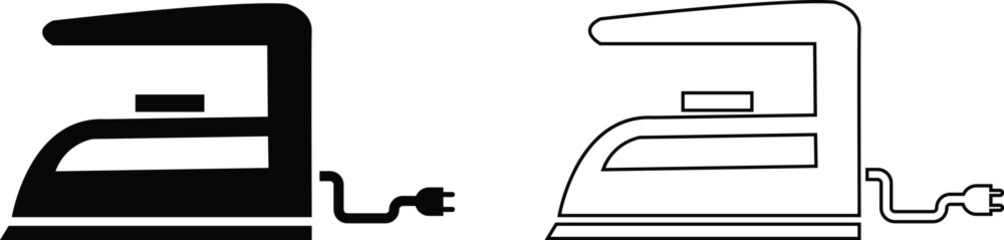 Fototapeta premium Iron icons set. Isometric vector of smoothing-iron for web and app design collection isolated on transparent background. Home appliance, Steam generator ironing laundry symbol heat clothe iron.