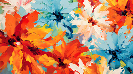 Artistic vivid colours abstract oil painting flower
