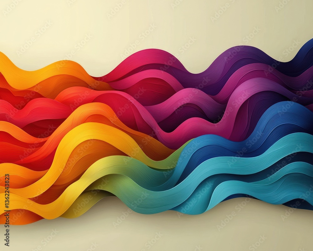 Aufkleber colorful waves of paper create a vibrant abstract background for design use
