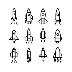 Rocket Launch Icons Vector