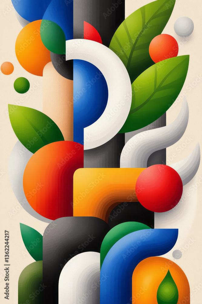 Poster a visually stimulating composition of finely detailed, ornate elements combined with vibrant tones