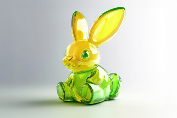 This captivating green and yellow glass bunny figure radiates playfulness and creativity, making it an ideal decorative piece that adds charm and liveliness to any space.
