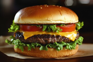 Delicious beef cheeseburger