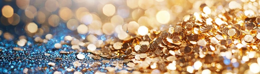 Sparkling Gold and Blue Glitter Background