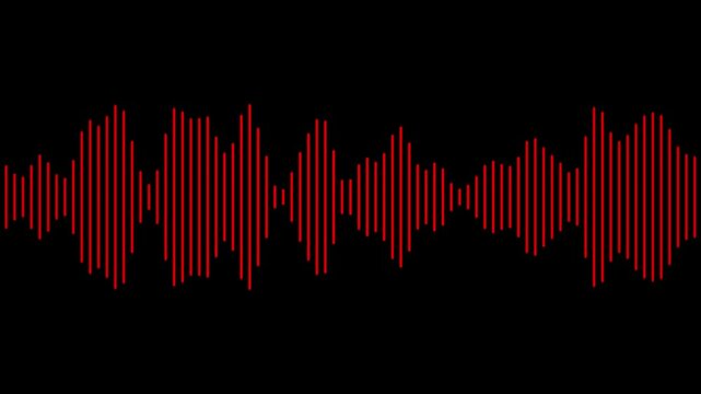 Waveform Audio. Abstract sound waves background. 3D rendered looping animation with alpha channel.