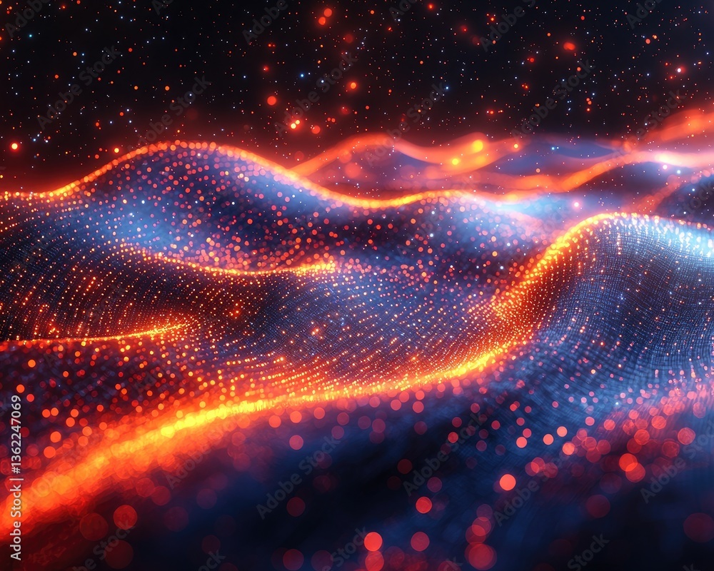 Poster abstract representation of flowing waves of light in a cosmic environment
