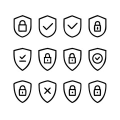 Shield Protection Icons Vector