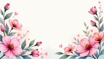 Fototapeta premium Subtle watercolor floral design, soft pastel shades, watercolor, pretty, retro