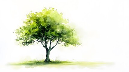 Obraz premium A beautiful artistic watercolor painting featuring a vibrant green tree