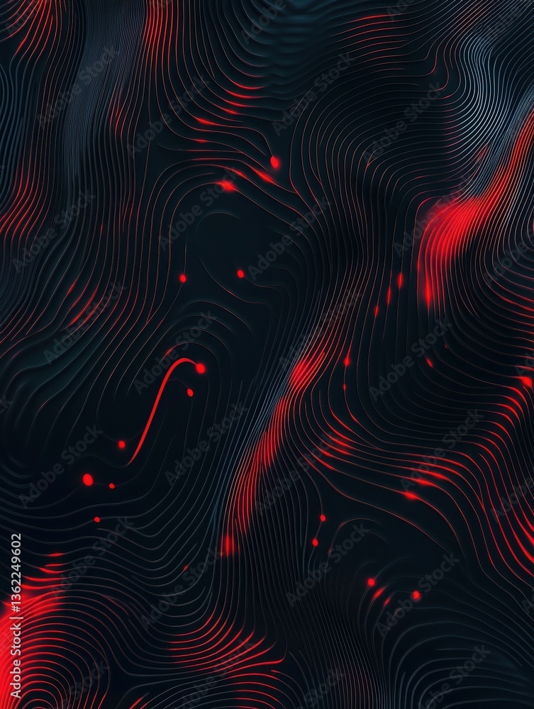 Poster dark grey black abstract background with red glowing angular lines design for social media post, bus