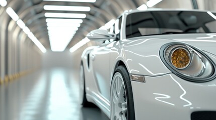 Car wash action and car detailing innovative facility indoor environment close-up view for stunning results