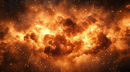 Naklejka premium Fiery Celestial Explosion: A Cosmic Inferno