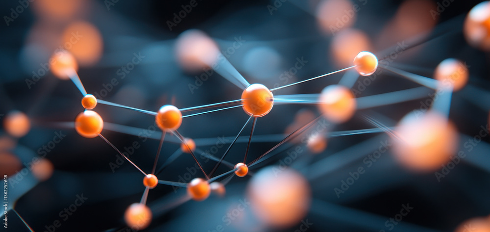 Poster innovative connections in digital network showcase vibrant nodes and lines representing modern busin