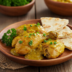 Chicken drumsticks in curry sauce