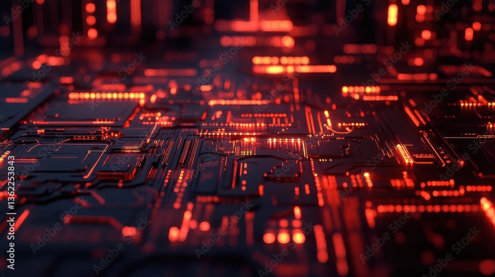 Aufkleber cloud computing abstract 3d illustration with circuit board background illustration
