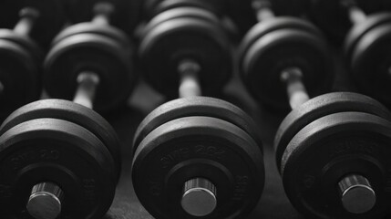 Strength training challenge barbells chaos in fitness gym black and white photography energetic atmosphere