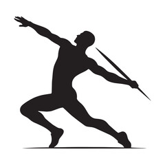 Champion Javelin Thrower silhouette, demonstrating perfect form - Javelin illustration - Minimalist Javelin vector - Track and field excellence

