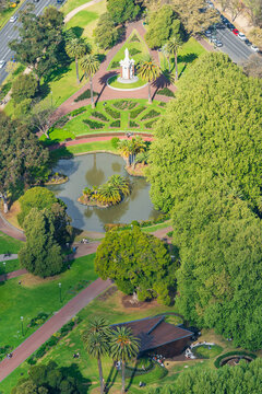 Aerial view  the Royal Botanic Gardens in Melbourne