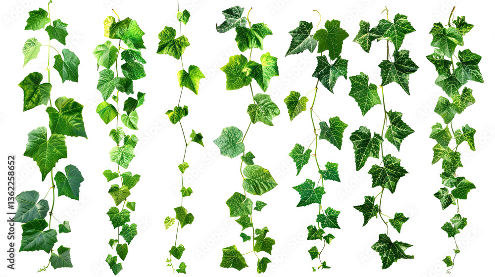 Poster ivy vines: a selection of vibrant ivy vines, showcasing intricate leaf patterns and lush greenery, p