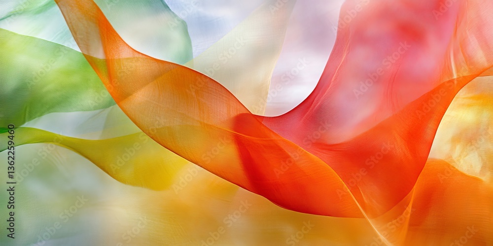 Poster fluid spectrum colorful veils flow with ethereal dynamism, showcasing energy and modern visual.