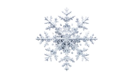 The delicate beauty of the frosty snowflake is captured in this close-up, macro photography. This intricate crystal of ice is rendered with detailed precision.