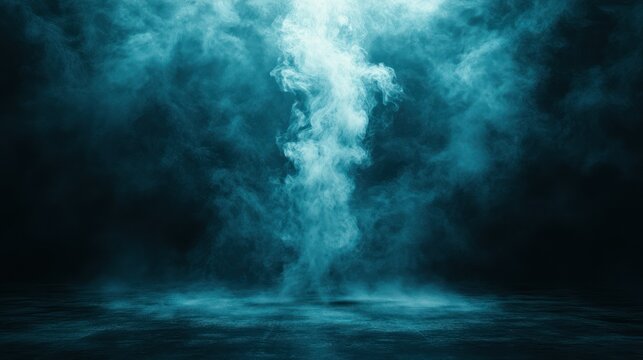 Abstract Teal Smoke Background: Mysterious and Ethereal Atmosphere