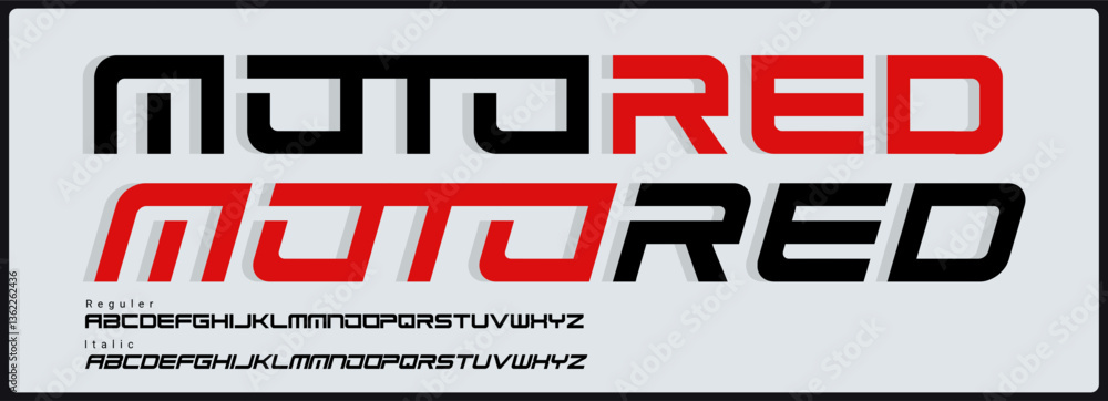 Poster modern tech bold vector font. alphabet with uppercase modern and future style. regular and italic up