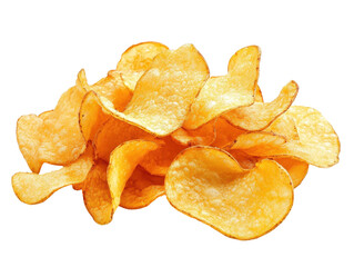 Isolated heap of potato chips
