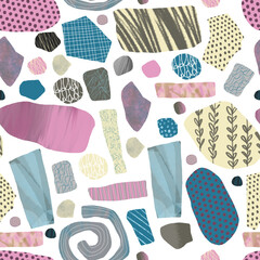 Pieces color paper seamless pattern hand drawn background