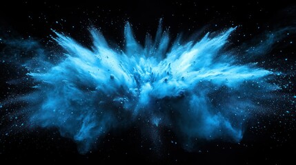 Fototapeta premium Abstract Blue Powder Explosion: A Celestial Burst of Color