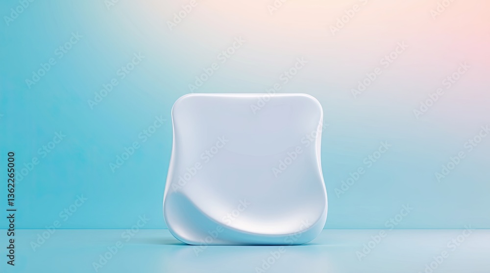 Poster smooth and rounded glossy white object on a bright surface