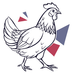 Bresse Chicken Pop Art Minimalist Line Art