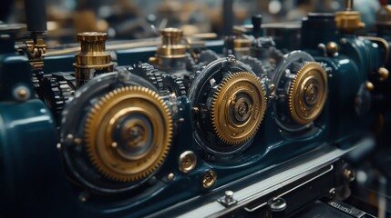 Fototapeta premium Detailed close-up of intricate gears and machinery