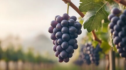 Fototapeta premium Ripe Purple Grapes on Vine