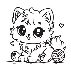 Illustration of cute cats and balls to color children
