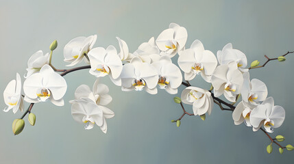 Fototapeta premium Thick brush strokes impressionistic flower orchid background poster decorative painting 