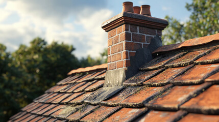 Naklejka premium roof and chimney