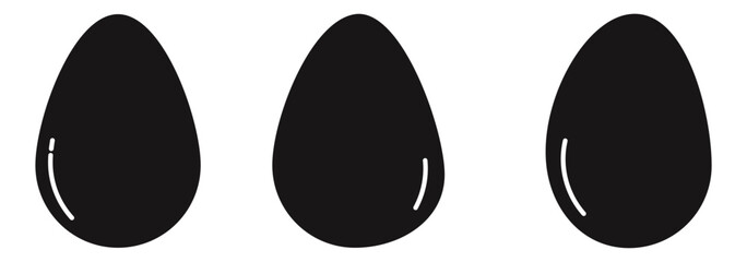 Easter egg black soild silhouette vector on transparent png background