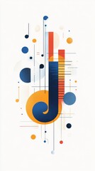 Abstract art with vibrant colors, geometric shapes, and musical notes