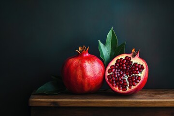 Pomegranate cut in half